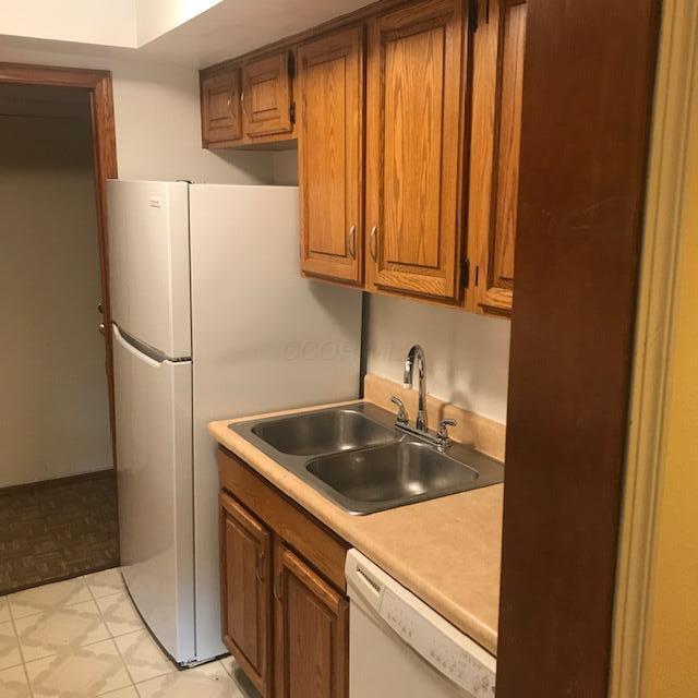 1395 Lake Shore Dr Unit 122, Columbus, OH 43204 - kitchen featuring white dishwasher, brown cabinets, and light countertops