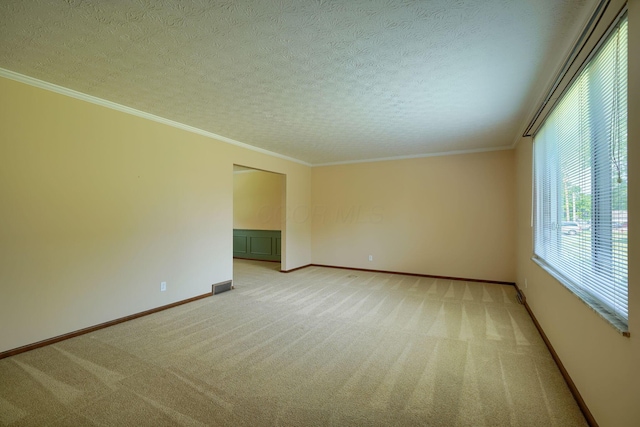 8899 Chevington Ct, Pickerington, OH 43147 - unfurnished room featuring light carpet, a textured ceiling, and ornamental molding