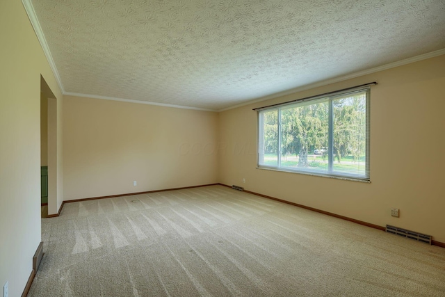 8899 Chevington Ct, Pickerington, OH 43147 - spare room featuring a textured ceiling, light colored carpet, and crown molding