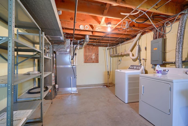 8899 Chevington Ct, Pickerington, OH 43147 - unfinished basement with electric panel and washer and clothes dryer