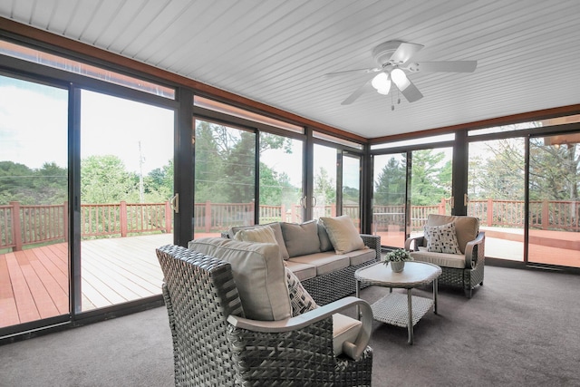 171 Ginder Rd NE, Lancaster, OH 43130 - sunroom with a ceiling fan, an outdoor living space, and healthy amount of natural light