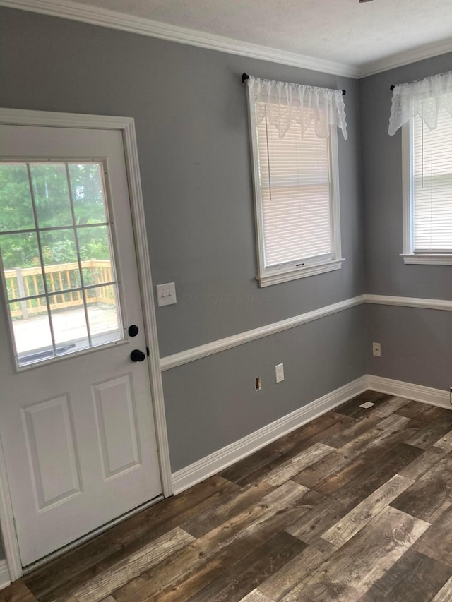 4173 Navajo Trl, Jamestown, OH 45335 - doorway with dark wood-style flooring and crown molding