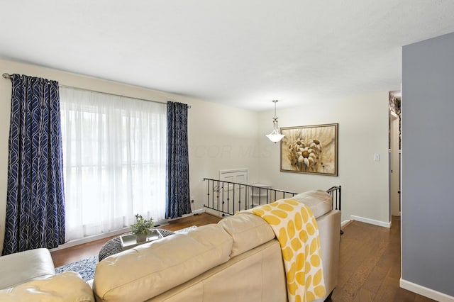 2190 Lendale Dr, Lancaster, OH 43130 - living room with dark wood-type flooring and baseboards