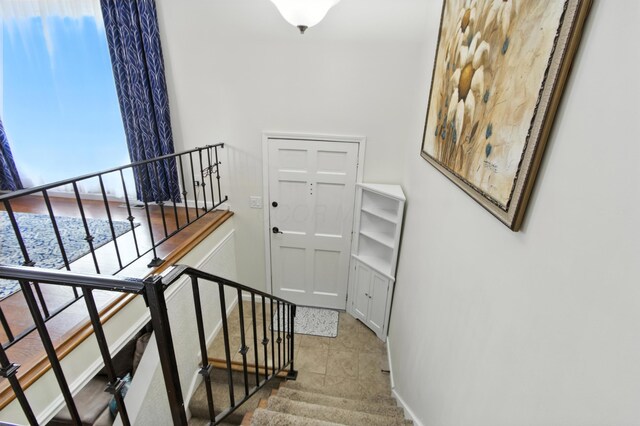 2190 Lendale Dr, Lancaster, OH 43130 - stairway featuring baseboards