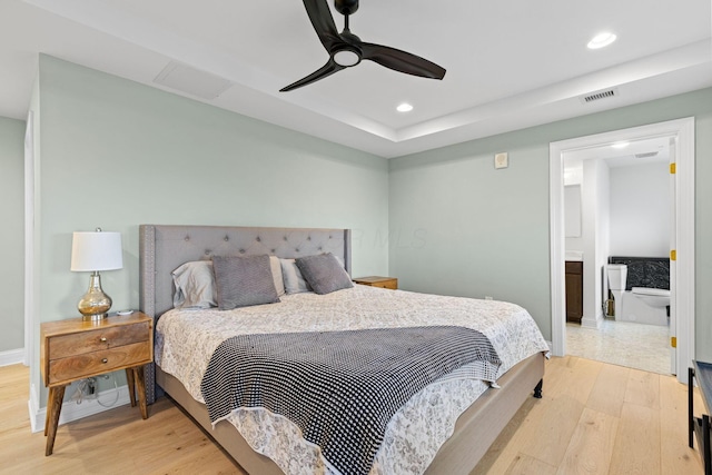 50 W Broad St Unit 3401, Columbus, OH 43215 - bedroom featuring light wood-type flooring, recessed lighting, and ceiling fan