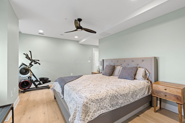 50 W Broad St Unit 3401, Columbus, OH 43215 - bedroom featuring wood finished floors, recessed lighting, and a ceiling fan