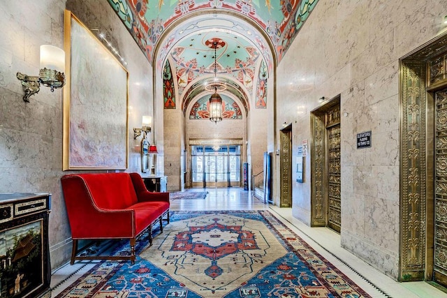 50 W Broad St Unit 3401, Columbus, OH 43215 - community lobby with a high ceiling and tile walls