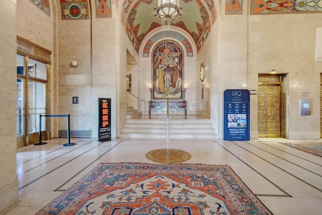 50 W Broad St Unit 3401, Columbus, OH 43215 - common area with a high ceiling and stairs