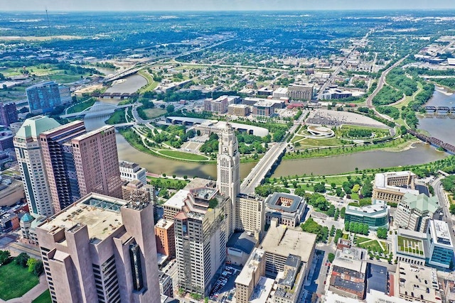 50 W Broad St Unit 3401, Columbus, OH 43215 - aerial view of property and surrounding area featuring a large body of water and nearby urban area