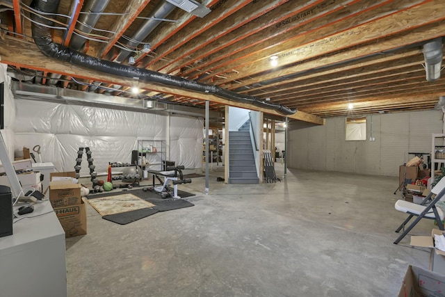 7263 Yarrow Run Rd, Plain City, OH 43064 - unfinished basement featuring stairs