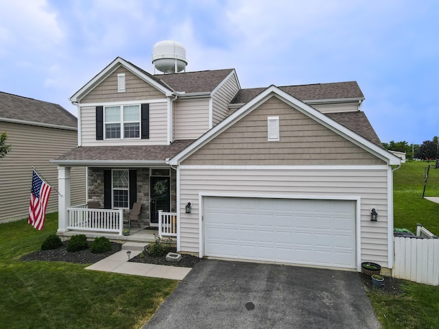 9065 Strawser St, Orient, OH 43146 - traditional-style house with covered porch, asphalt driveway, roof with shingles, and a garage