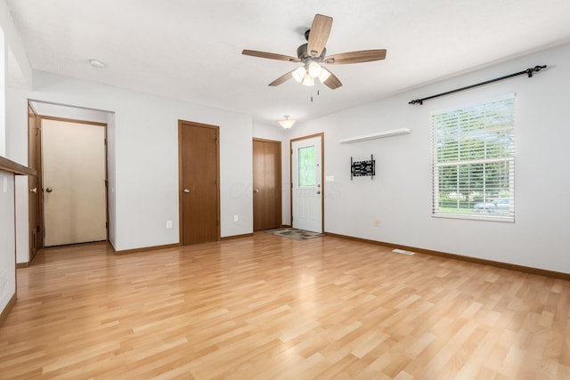 277 Plum Run Ct, Commercial Point, OH 43116 - spare room with light wood-style flooring, ceiling fan, and a smoke detector