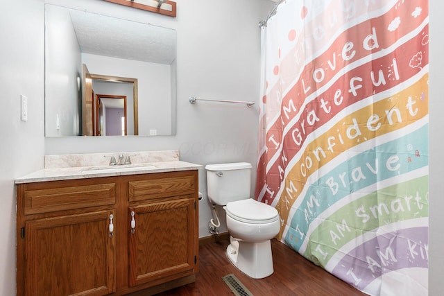 277 Plum Run Ct, Commercial Point, OH 43116 - bathroom featuring wood finished floors, vanity, and a shower with shower curtain