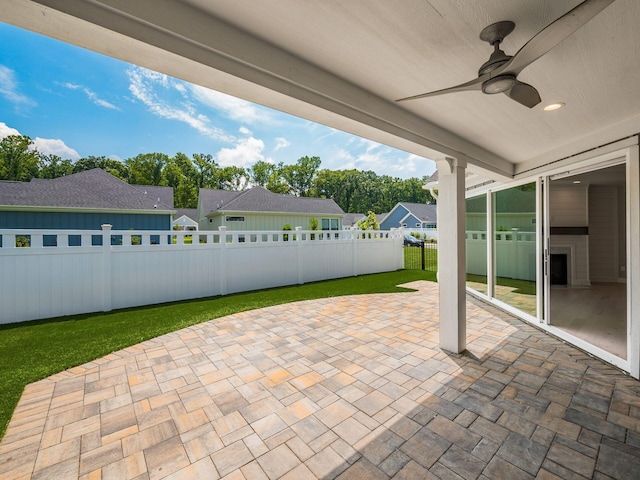 3311 Polden Hill Dr Unit 24, New Albany, OH 43054 - view of patio / terrace featuring a ceiling fan