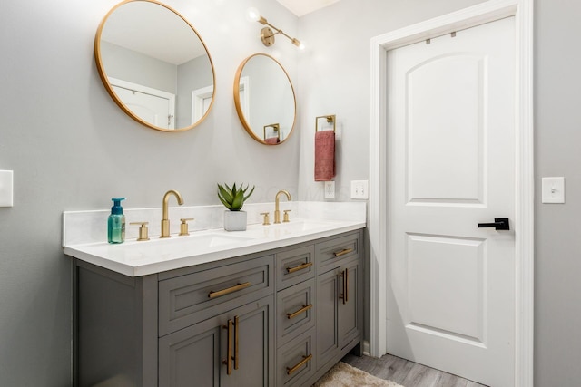 7036 Cannon Dr, Canal Winchester, OH 43110 - full bathroom with double vanity and wood finished floors