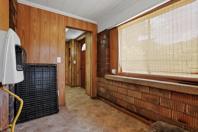 16703 Watkins Rd, Haydenville, OH 43127 - bathroom with wooden walls and ornamental molding