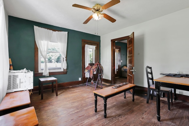 16703 Watkins Rd, Haydenville, OH 43127 - office featuring a ceiling fan and wood finished floors