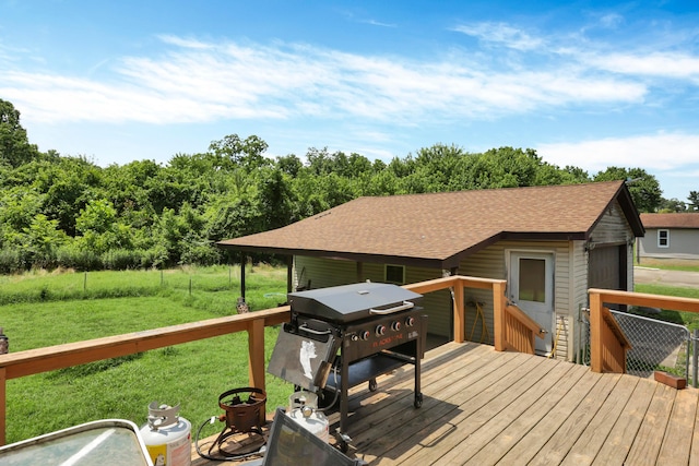 16703 Watkins Rd, Haydenville, OH 43127 - deck featuring a lawn and a grill