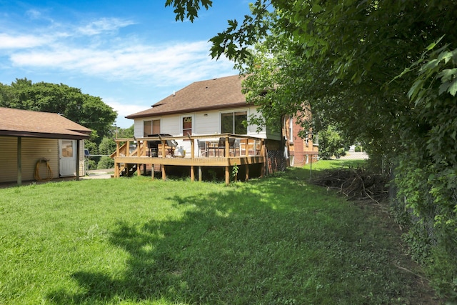 16703 Watkins Rd, Haydenville, OH 43127 - back of house featuring a yard and a deck