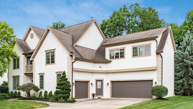 8933 Winding Creek Way, Pickerington, OH 43147 - view of front of house featuring stucco siding, roof with shingles, driveway, and a front lawn
