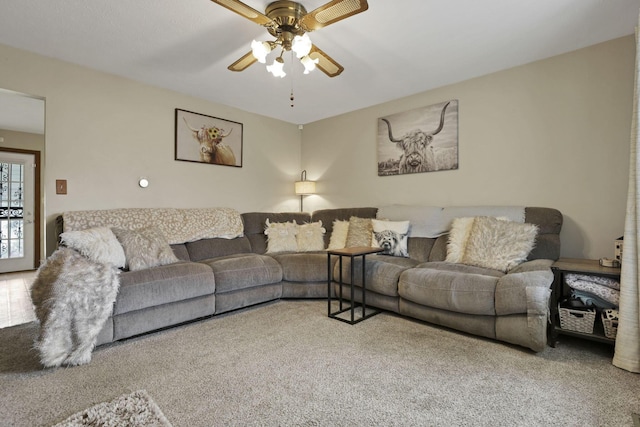3905 Frazier Rd E, Columbus, OH 43207 - carpeted living room featuring ceiling fan