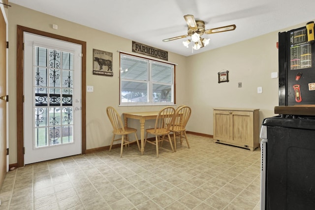 3905 Frazier Rd E, Columbus, OH 43207 - dining area with ceiling fan and light floors