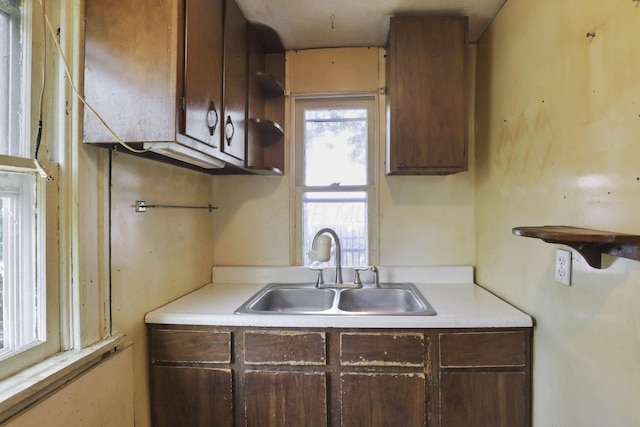 141 W Waterloo St, Canal Winchester, OH 43110 - kitchen with dark brown cabinets, light countertops, and open shelves