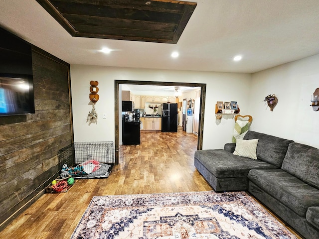 4999 Dickey Rd NE, Bloomingburg, OH 43106 - living room featuring light wood-type flooring and recessed lighting