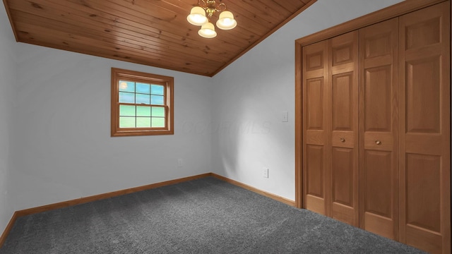 19448 Cr-80, Warsaw, OH 43844 - unfurnished bedroom with wood ceiling, lofted ceiling, carpet, and a closet