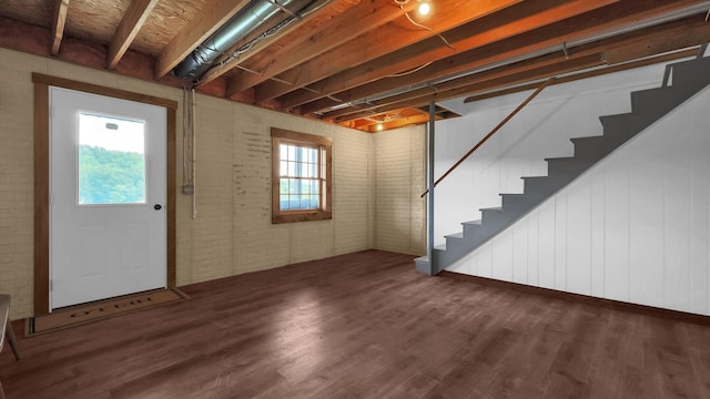 19448 Cr-80, Warsaw, OH 43844 - basement with stairway, wood finished floors, and brick wall