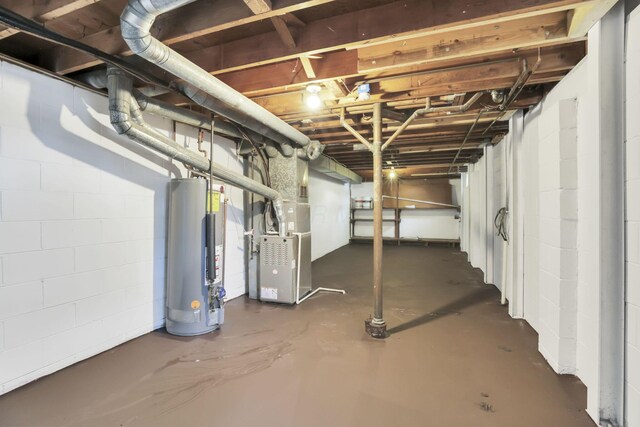 1850 Ormond Ave, Columbus, OH 43224 - unfinished basement featuring gas water heater and heating unit