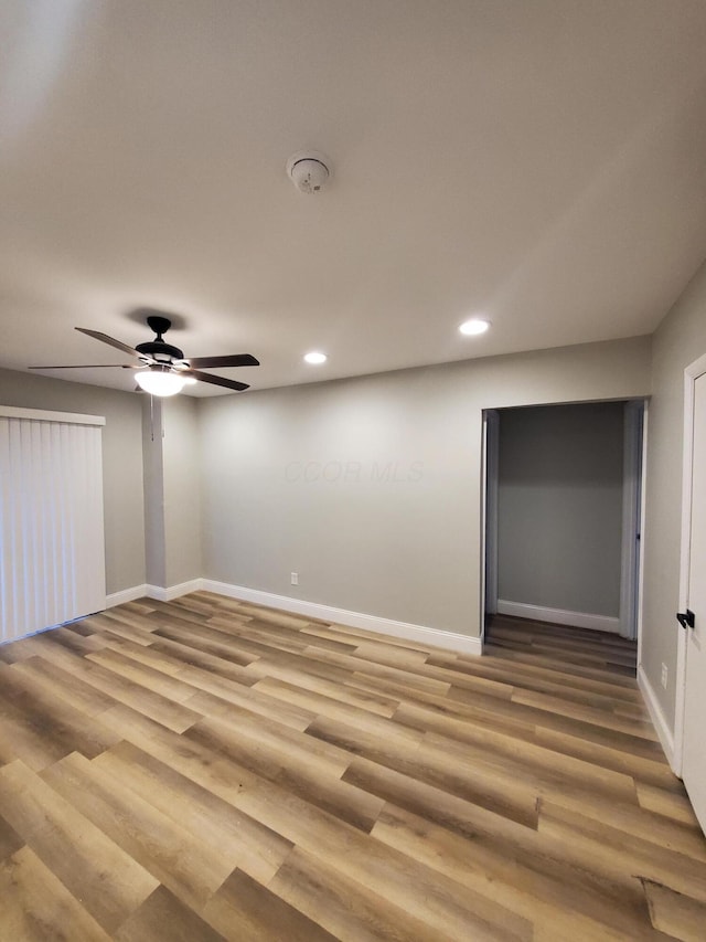 345 Dakota Ave, Columbus, OH 43223 - unfurnished room featuring recessed lighting, wood finished floors, a ceiling fan, and a smoke detector