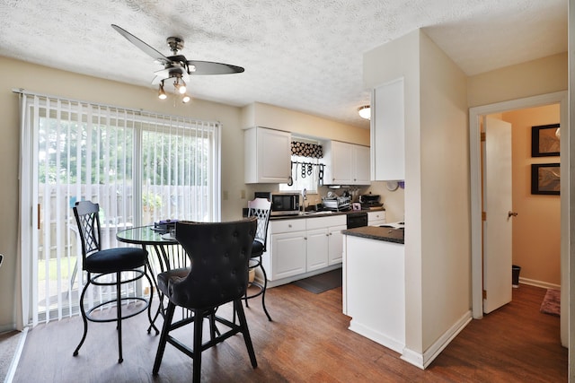 2214-2216 Pine Tree Ln, Reynoldsburg, OH 43068 - dining space with dark wood-type flooring, a ceiling fan, plenty of natural light, and a textured ceiling