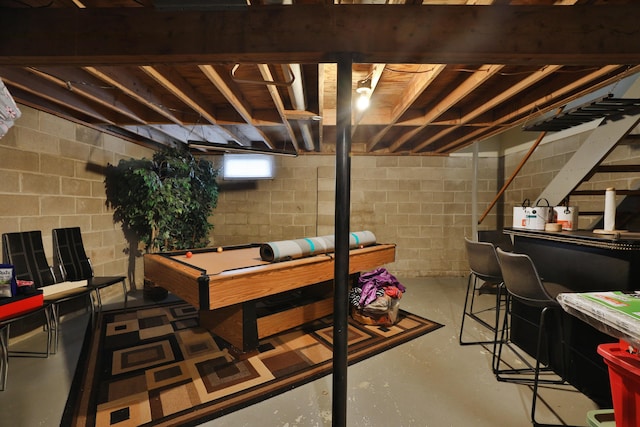 2214-2216 Pine Tree Ln, Reynoldsburg, OH 43068 - unfinished basement featuring billiards