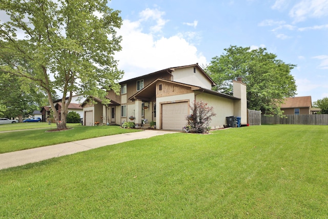 2214-2216 Pine Tree Ln, Reynoldsburg, OH 43068 - view of front of house with a garage, driveway, and a chimney