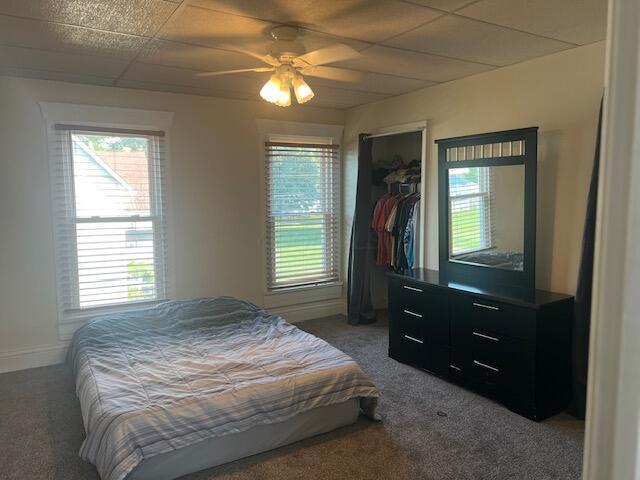 427 John St, Newark, OH 43055 - bedroom featuring carpet flooring, multiple windows, and ceiling fan