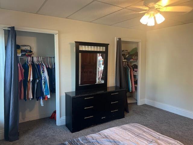 427 John St, Newark, OH 43055 - bedroom featuring carpet, a closet, a drop ceiling, and a ceiling fan