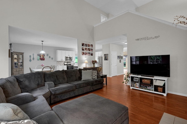 307 Timberland View Dr, Newark, OH 43055 - living room featuring wood finished floors and a high ceiling