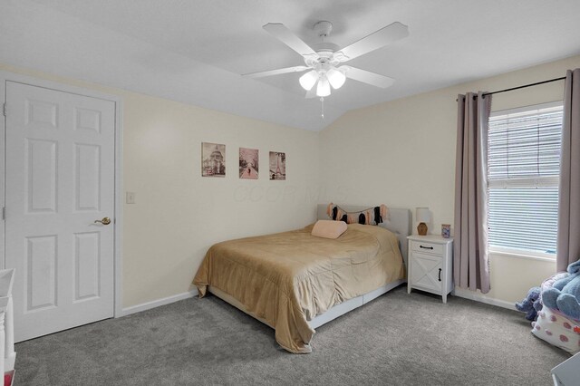 307 Timberland View Dr, Newark, OH 43055 - bedroom with carpet, multiple windows, a ceiling fan, and vaulted ceiling
