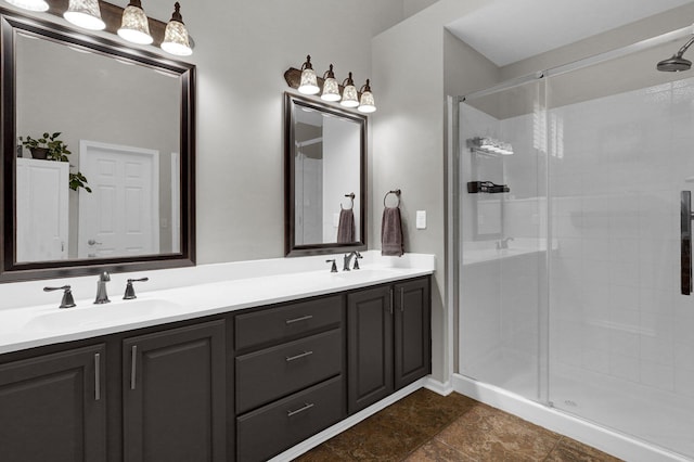 307 Timberland View Dr, Newark, OH 43055 - bathroom featuring a shower stall and double vanity