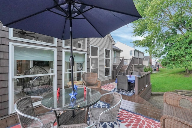 307 Timberland View Dr, Newark, OH 43055 - deck featuring outdoor dining space and a lawn