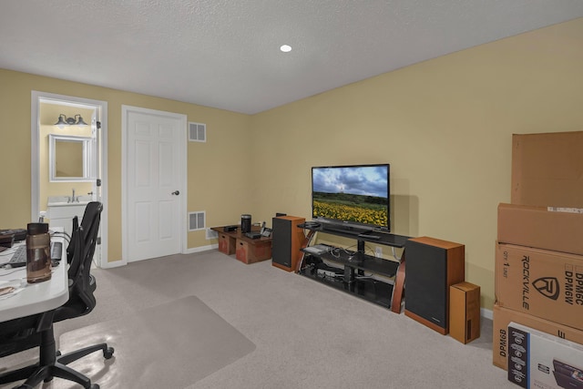 2184 Victoria Park Dr, Columbus, OH 43235 - office area featuring carpet flooring and a textured ceiling
