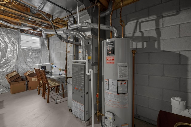 2184 Victoria Park Dr, Columbus, OH 43235 - utility room featuring water heater and heating unit