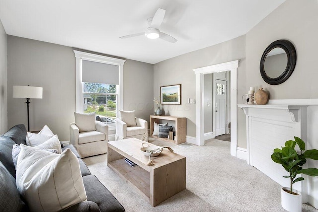 225 N Hague Ave, Columbus, OH 43204 - living area with light colored carpet and a ceiling fan