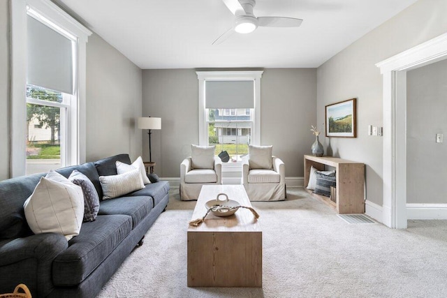 225 N Hague Ave, Columbus, OH 43204 - living room featuring carpet floors and ceiling fan