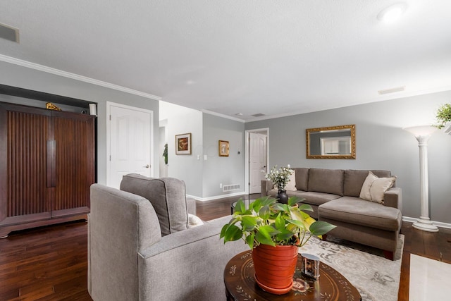 918 Dianthus Ct, Reynoldsburg, OH 43068 - living room featuring dark wood finished floors and crown molding