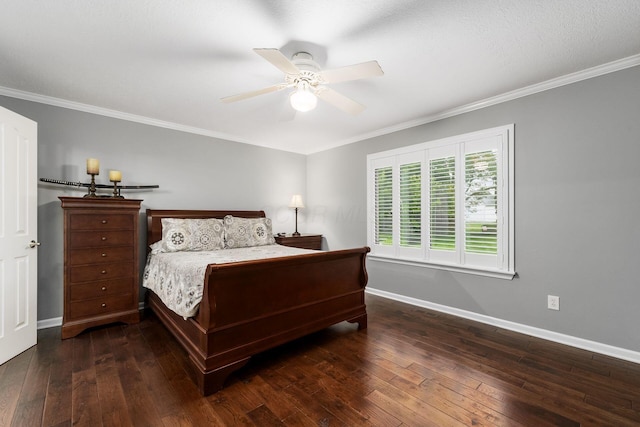 918 Dianthus Ct, Reynoldsburg, OH 43068 - bedroom featuring dark wood-type flooring, ornamental molding, and ceiling fan