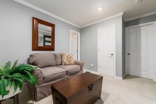 918 Dianthus Ct, Reynoldsburg, OH 43068 - living room featuring light carpet and ornamental molding