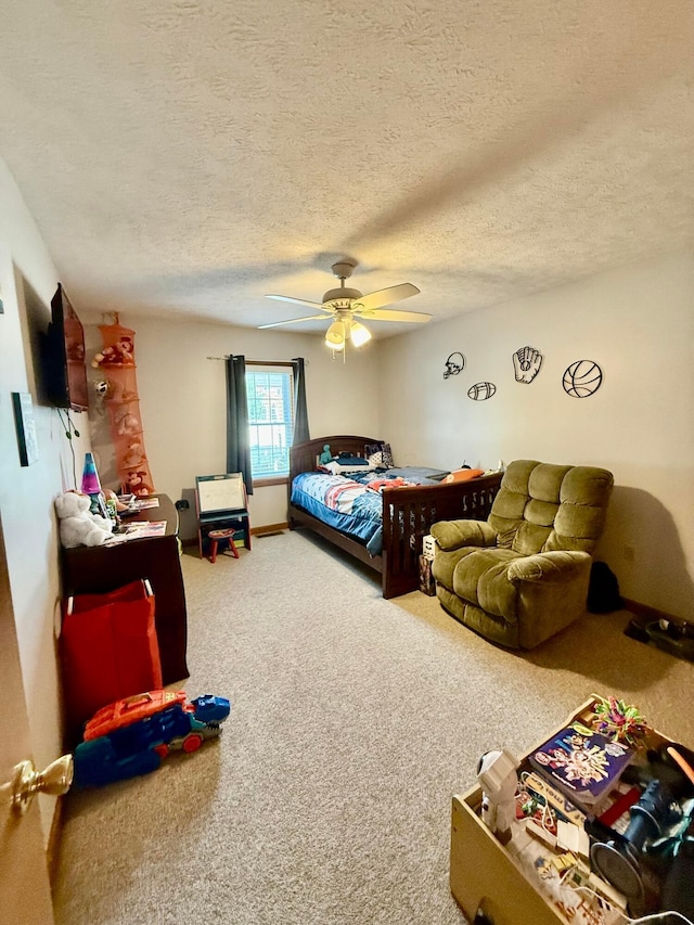 630 Duffy Dr, Washington Court House, OH 43160 - bedroom with carpet, a textured ceiling, and ceiling fan
