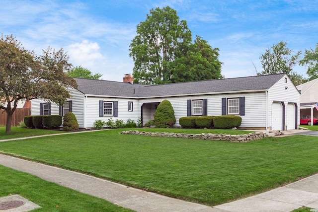 436 Darbyhurst Rd, Columbus, OH 43228 - single story home with a chimney, a front lawn, a garage, and driveway